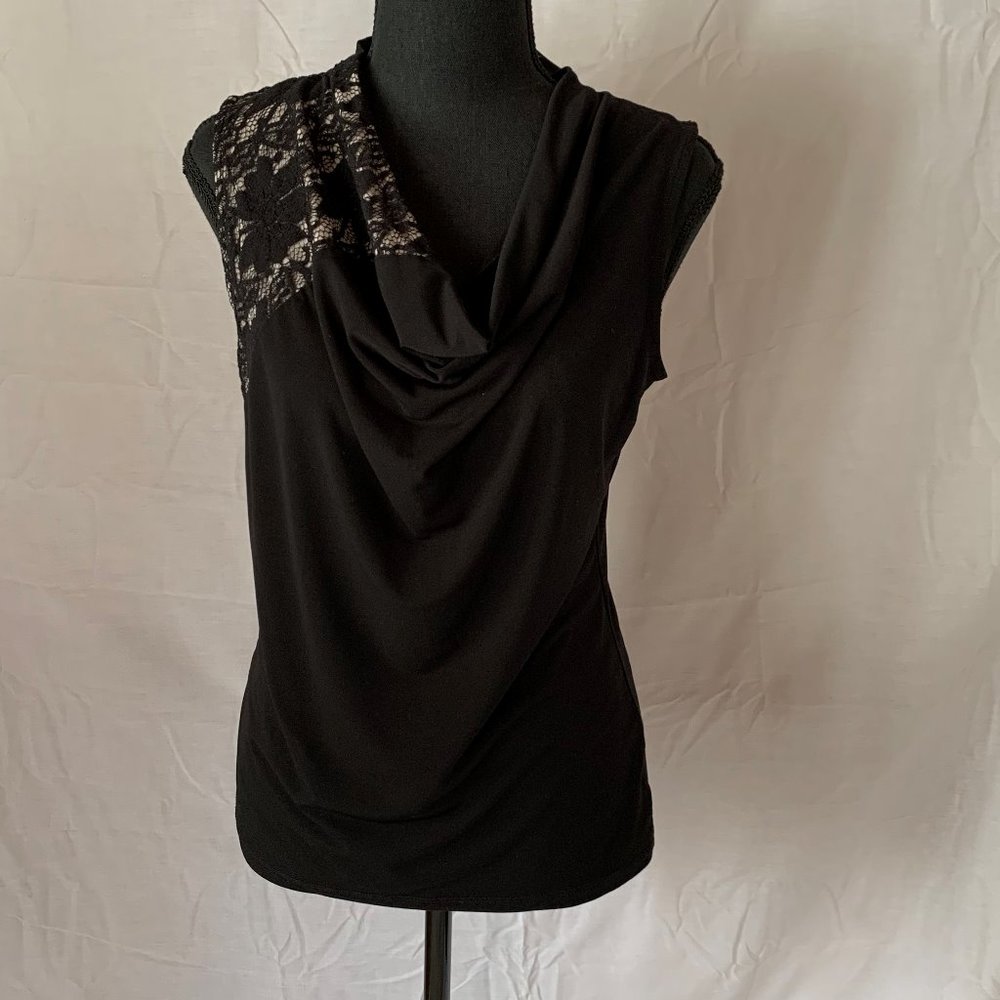 Worthington Woman's Cowl Neck Shirt, Small, Black